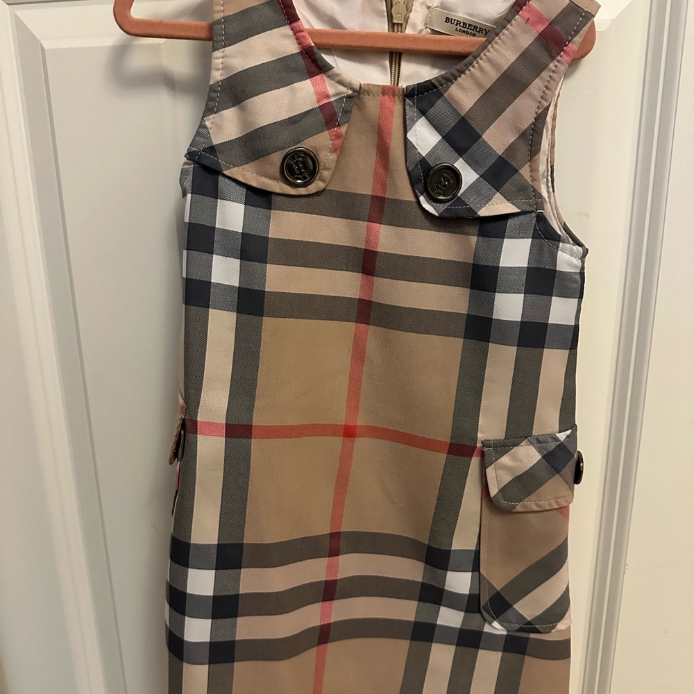 Burberry Beige and Red Plaid Dress